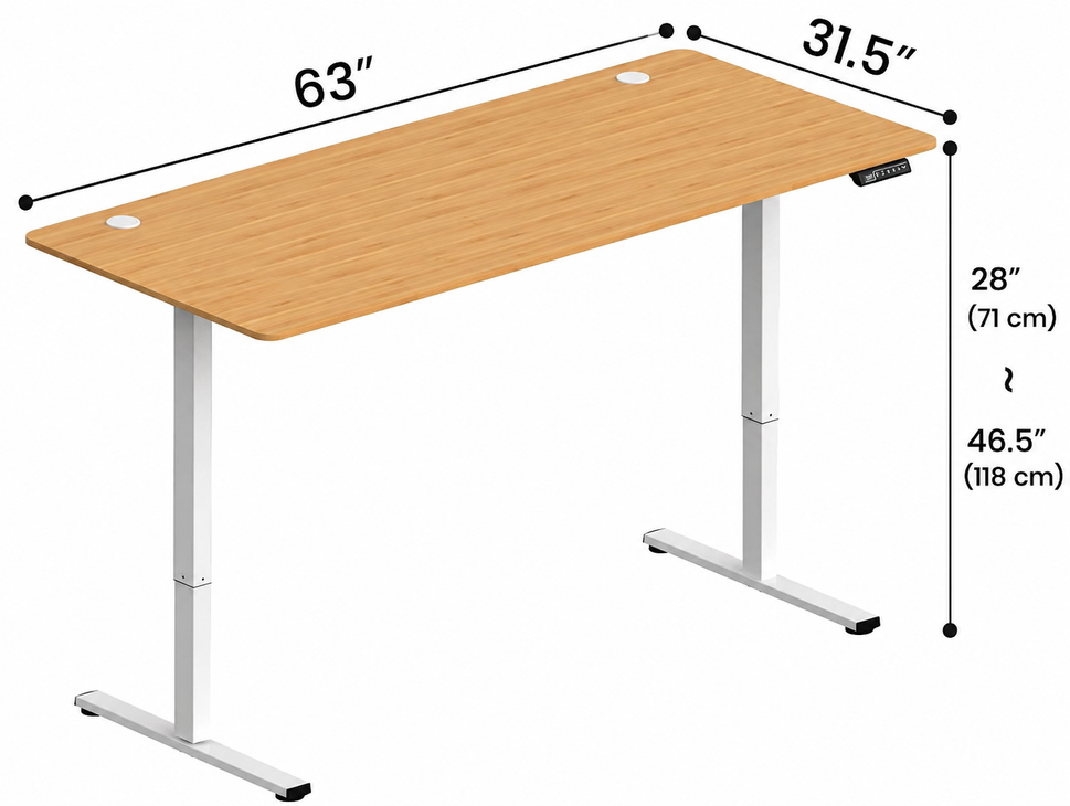 63 x 31.5 in Electric Height Adjustable Sit-Stand Desk