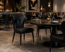 Switch Contemporary Tufted Upholstered Dining Chair with Wingback Design &amp; Gold-Capped Legs 4 image