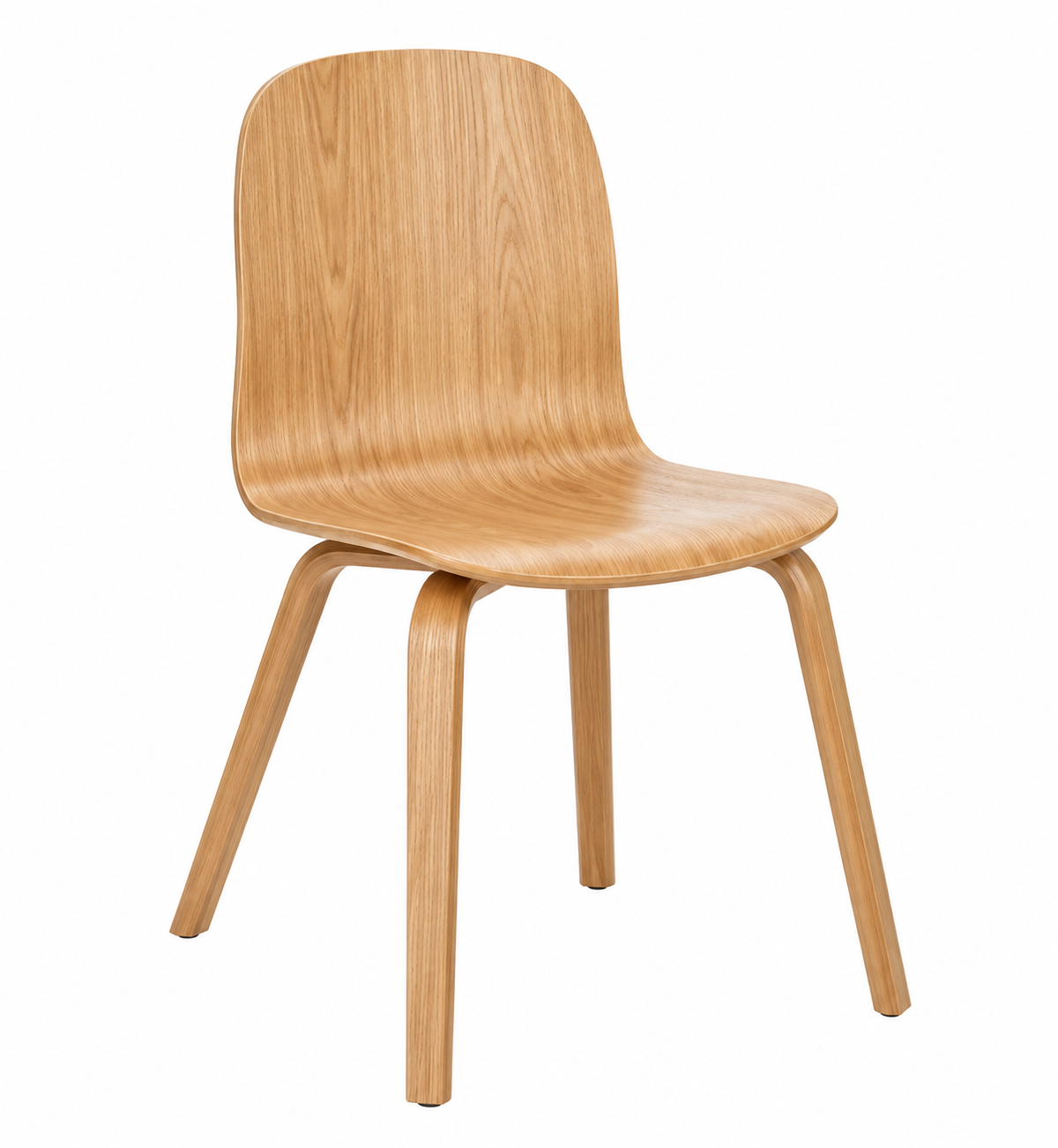 Set of 2 Modern Molded Wood Dining Chair – Natural Oak or Walnut