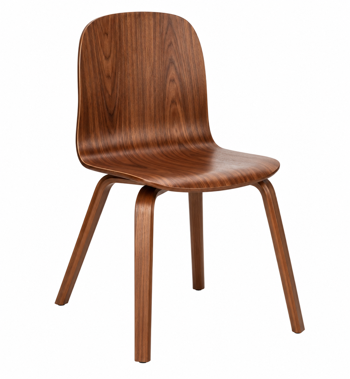 Set of 2 Modern Molded Wood Dining Chair – Natural Oak or Walnut