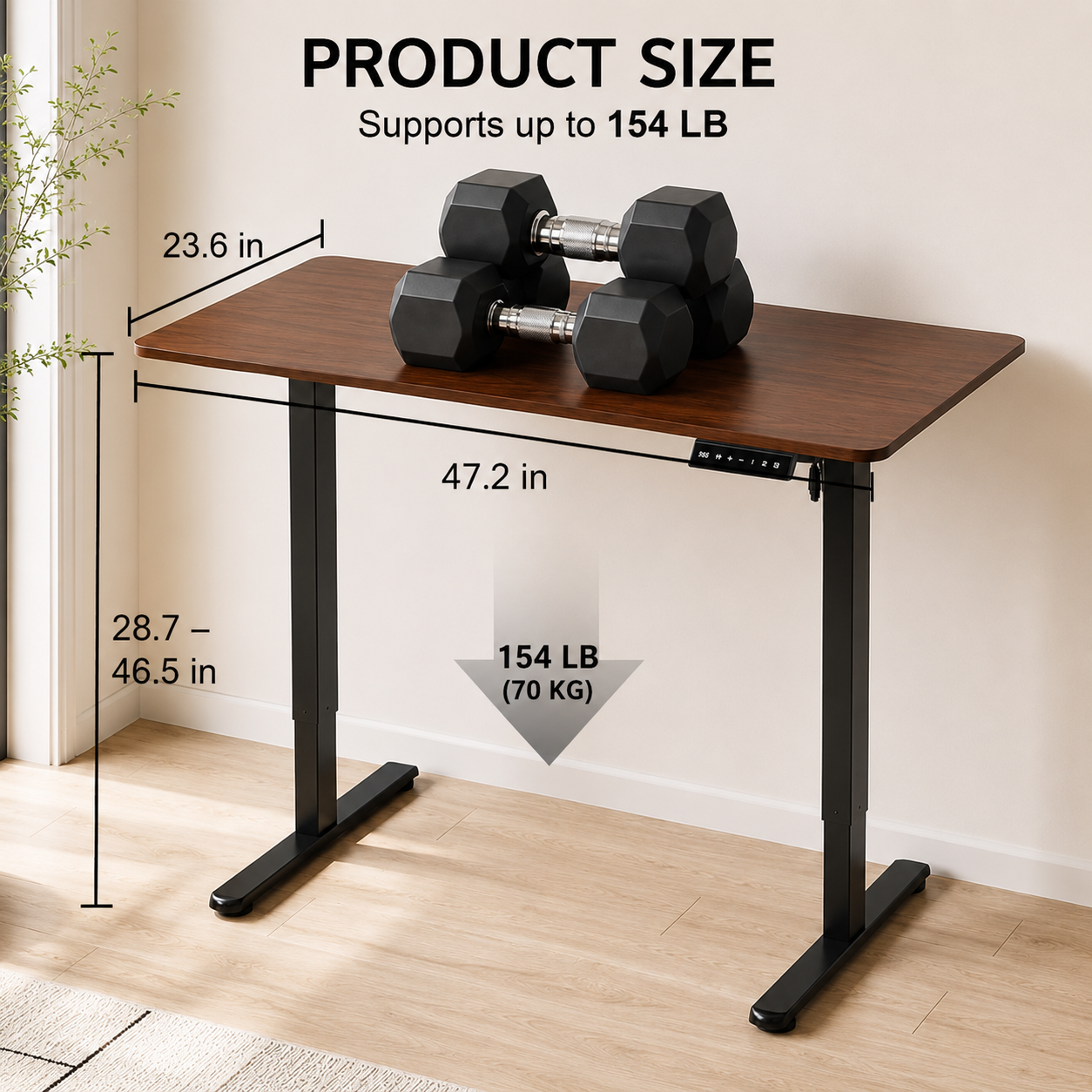 47.2 x 23.6 in Electric Height Adjustable Sit-Stand Desk