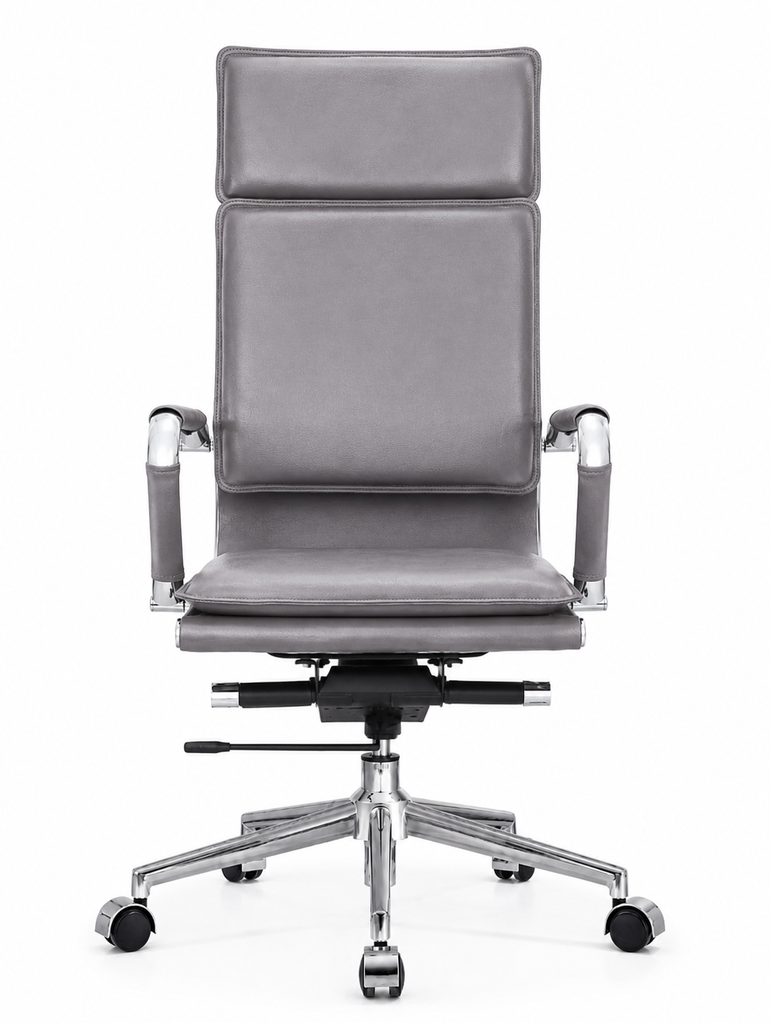 Modern High-Back Executive Leather Office Chair with Cushioned Seat & Backrest, Aluminum Frame & Swivel Base