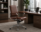Switch Modern Mid-Back Executive Leather Office Chair with Cushioned Seat &amp; Backrest, Aluminum Frame &amp; Swivel Base 4 image