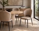 Switch Upholstered Dining Chair with Sculpted Curved Back and Black Metal Legs 2 image