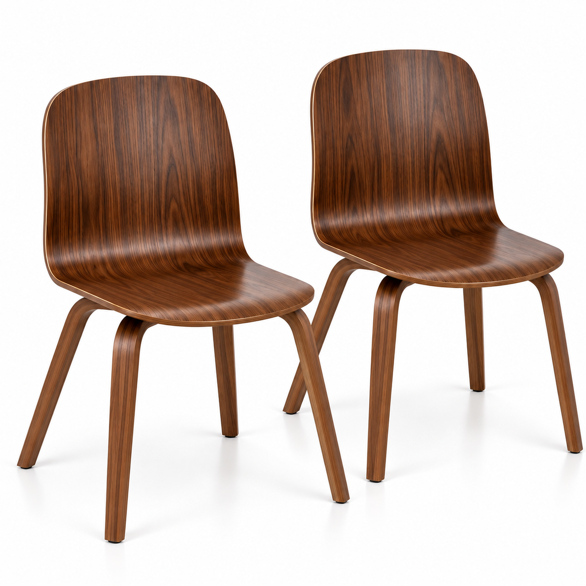 Set of 2 Modern Molded Wood Dining Chair – Natural Oak or Walnut