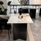 Switch Beige &amp; Gold Marble-Effect Dining Table – 160 x 90 cm Modern Rectangular Table 2 image