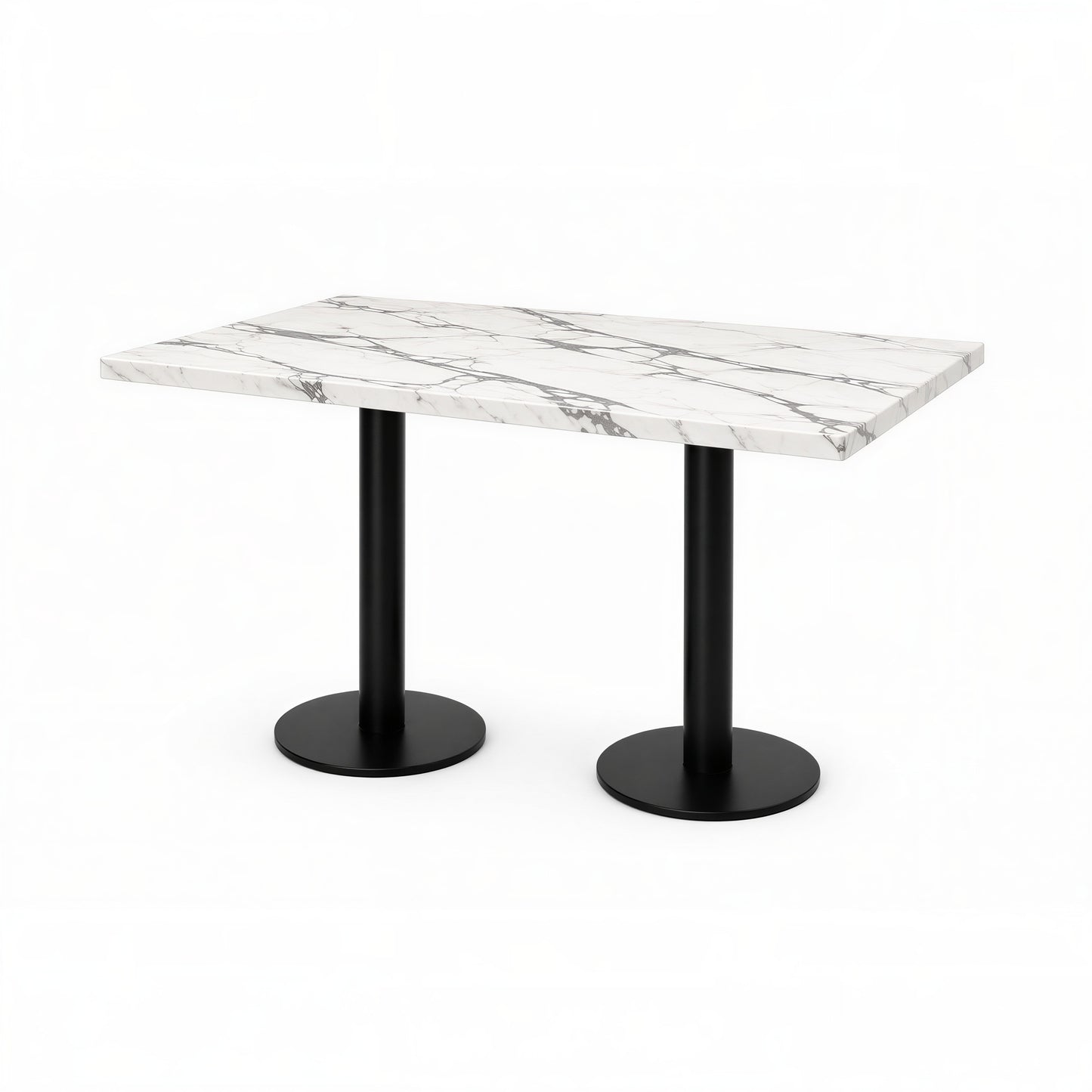 Commercial-Grade Indoor & Outdoor Table with Reinforced Stone-Composite Top: Square White Marble-Like