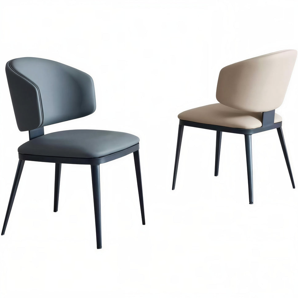 Modern Curved Upholstered Dining Chair with Black Metal Legs – Contemporary Accent Side Chair