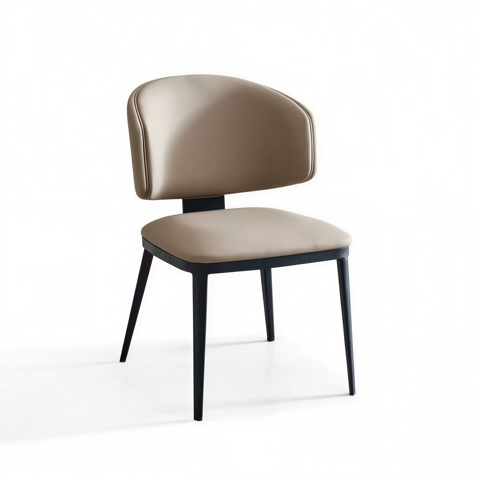 Modern Curved Upholstered Dining Chair with Black Metal Legs – Contemporary Accent Side Chair