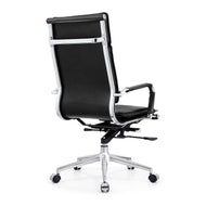Black Leather Executive Desk Chair Polished Chrome Frame Base