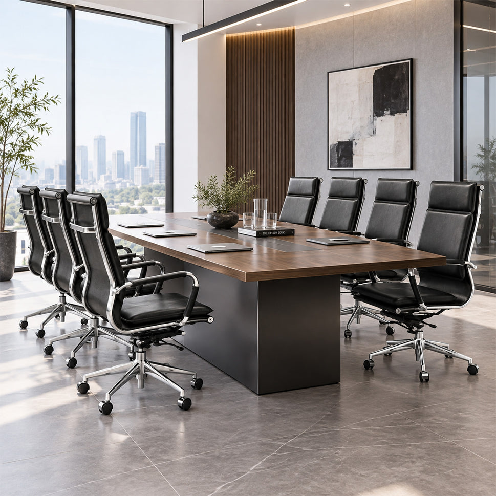 Black Leather Executive Desk Chair Polished Chrome Frame Base