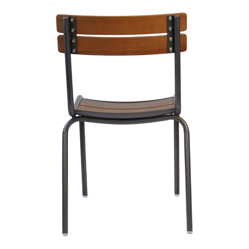 Low-back Wood Seat Chairs with Galvanized Metal Frame