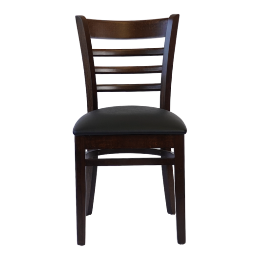 Wooden Ladder Back Dining Chair with PU Leather Upholstered Seat