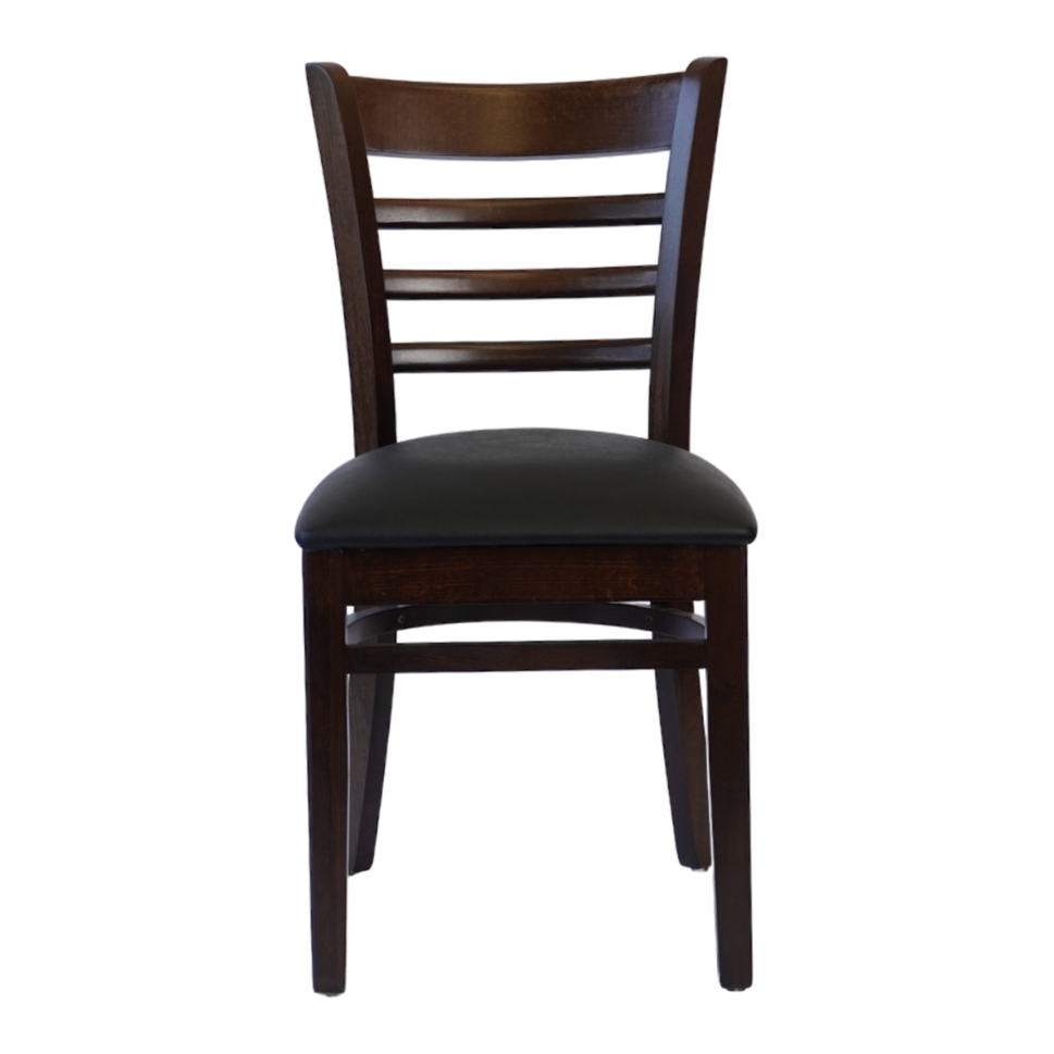 Wooden Ladder Back Chair with PU Leather Upholstered Seat- Dining and Bar Height