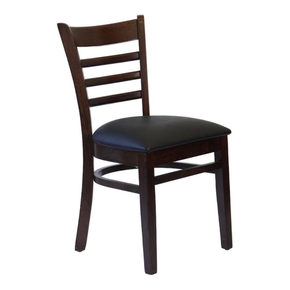 Wooden Ladder Back Chair with PU Leather Upholstered Seat- Dining and Bar Height
