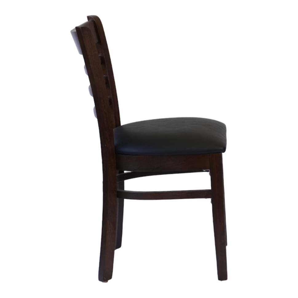 Wooden Ladder Back Chair with PU Leather Upholstered Seat- Dining and Bar Height
