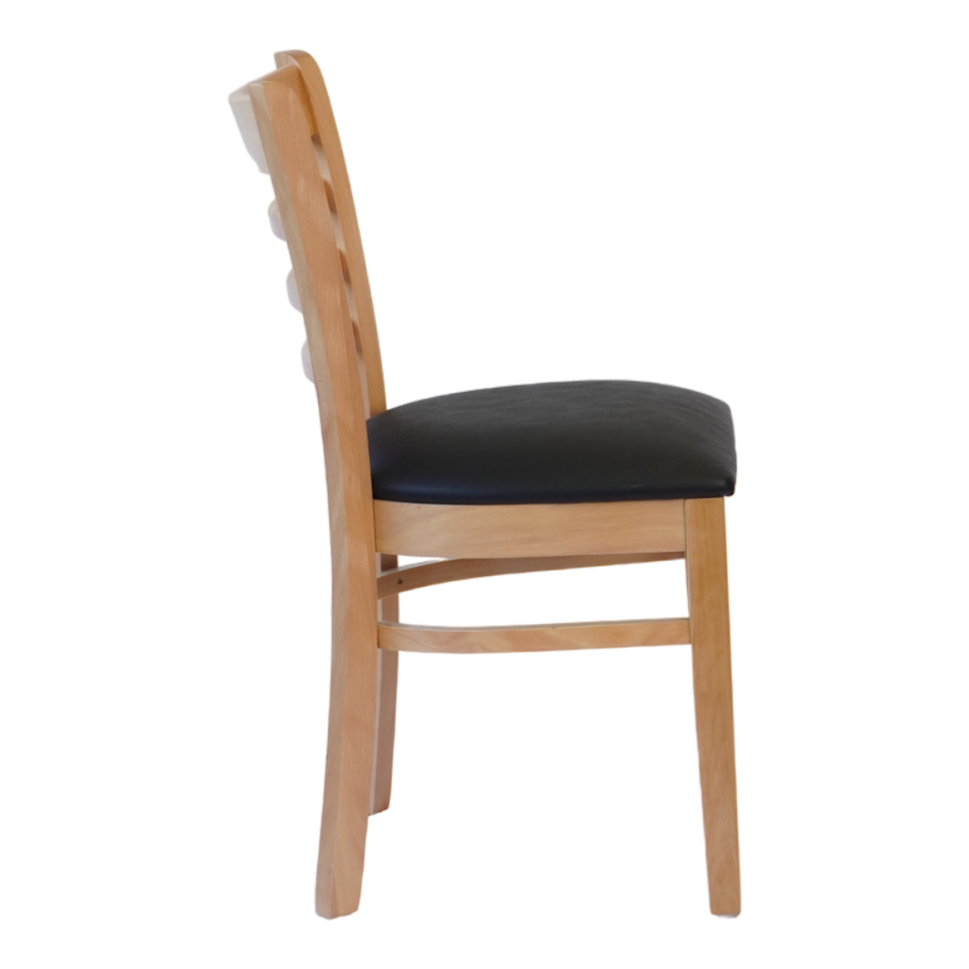 Wooden Ladder Back Chair with PU Leather Upholstered Seat- Dining and Bar Height