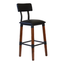 Switch Industrial-Style High-Back Wood and Metal Restaurant Chair with Black PU Upholstery, Beechwood 3 image