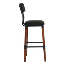 Switch Industrial-Style High-Back Wood and Metal Restaurant Chair with Black PU Upholstery, Beechwood 4 image