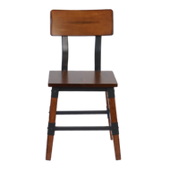 Industrial-Style High-Back Wood and Metal Restaurant Chair, Beechwood