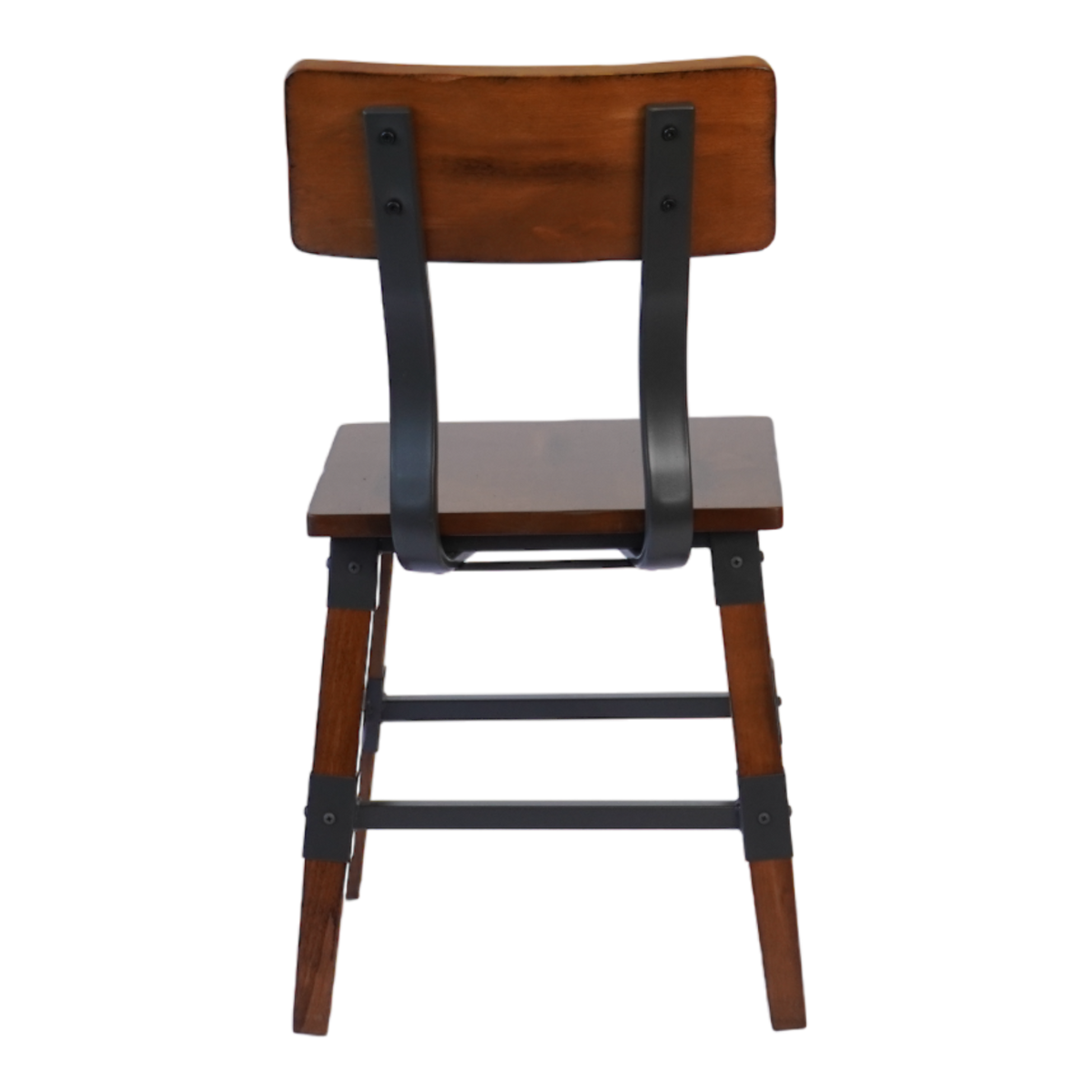 Industrial-Style High-Back Wood and Metal Restaurant Chair, Beechwood