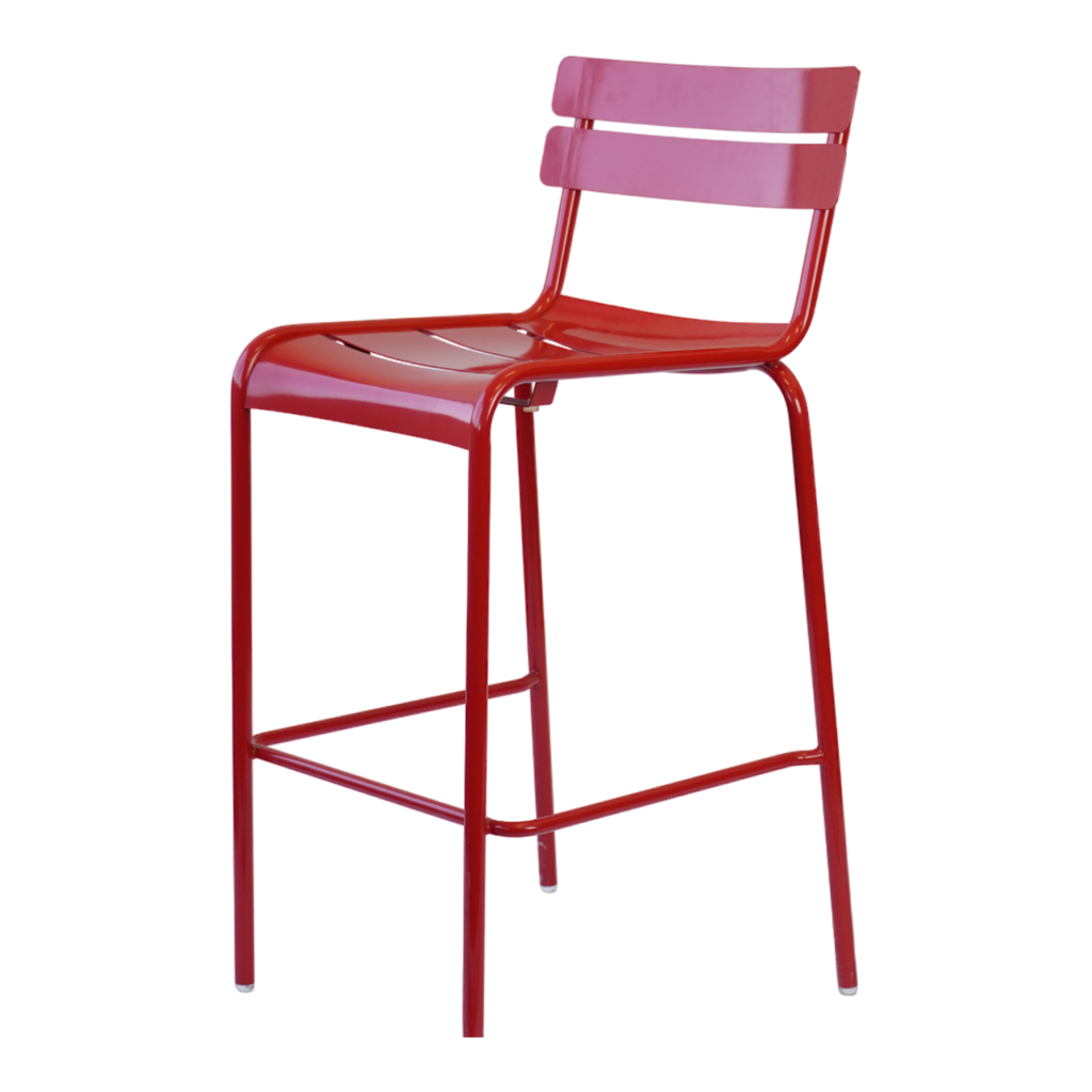 Red Metal Outdoor Bar Height Chair