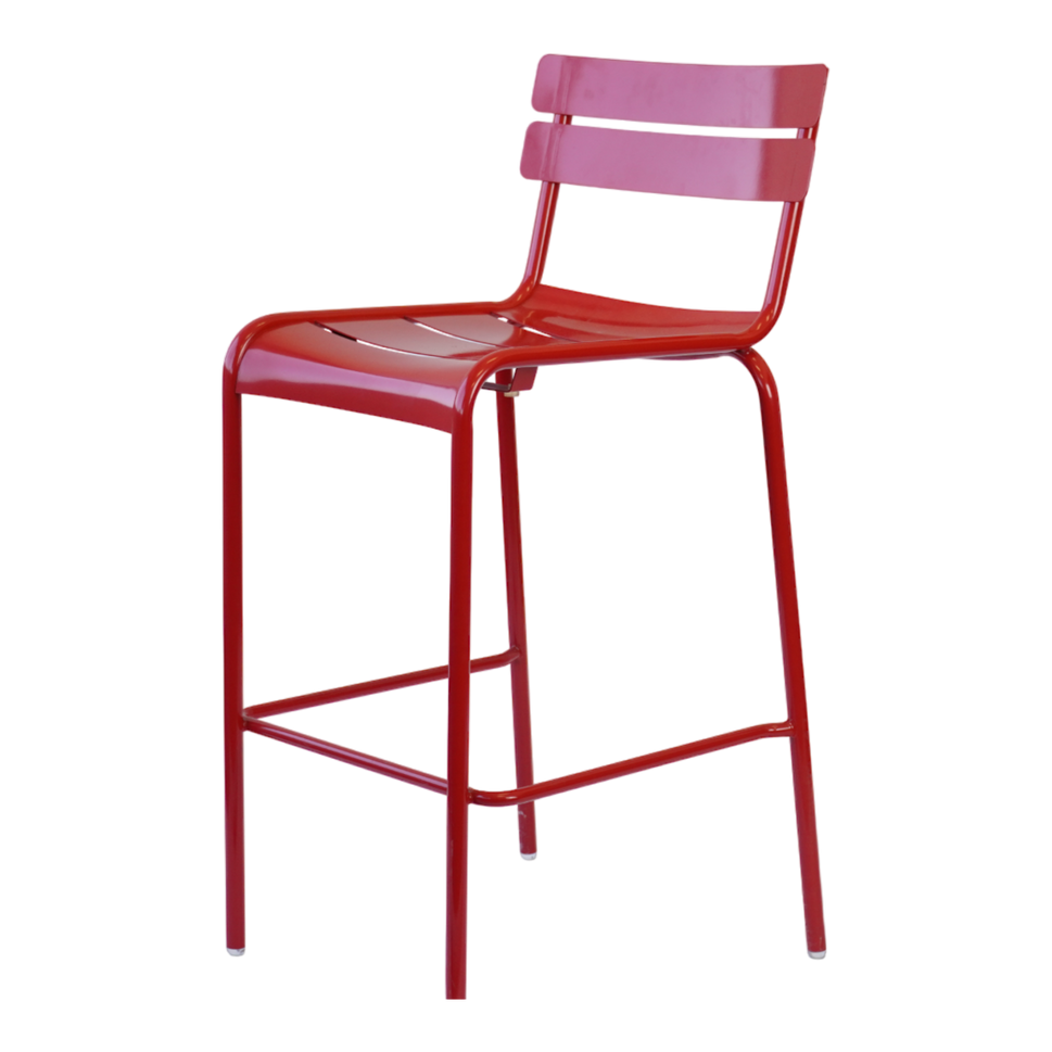 Red Metal Outdoor Bar Height Chair