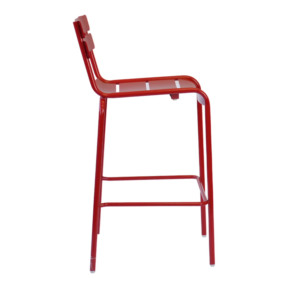 Red Metal Outdoor Bar Height Chair