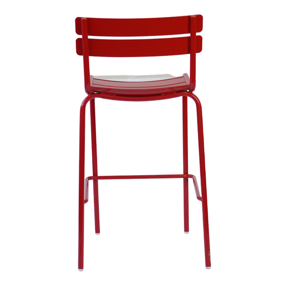 Red Metal Outdoor Bar Height Chair
