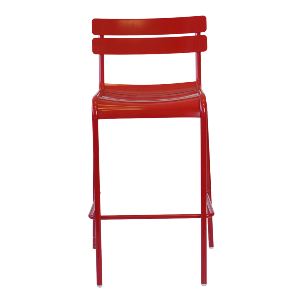 Red Metal Outdoor Bar Height Chair