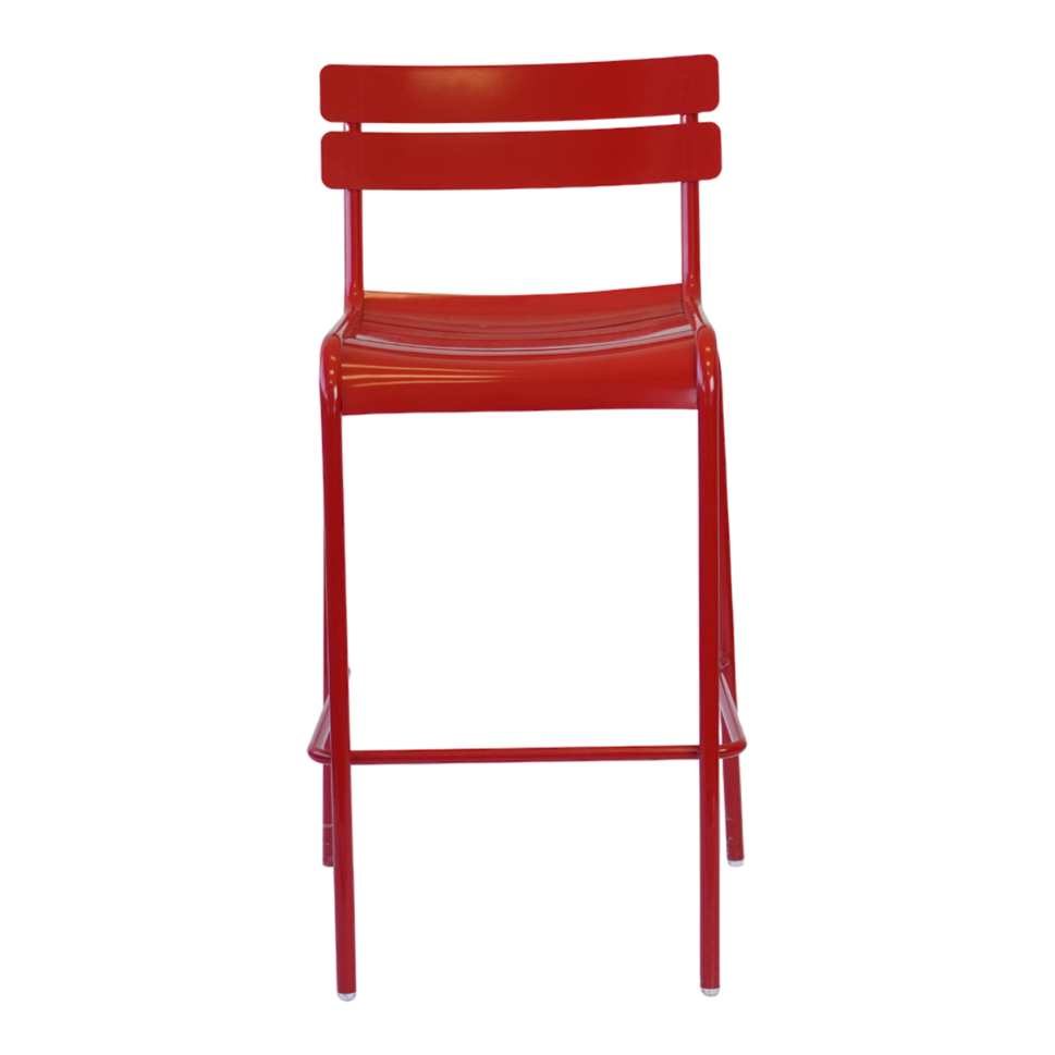 Red Metal Outdoor Bar Height Chair