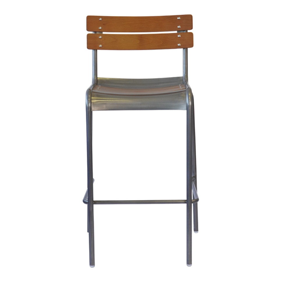 Low-back Wood Seat Chairs with Galvanized Metal Frame