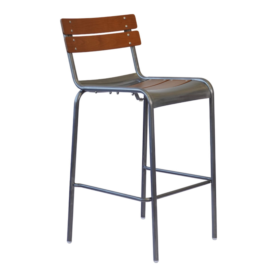 Low-back Wood Seat Chairs with Galvanized Metal Frame