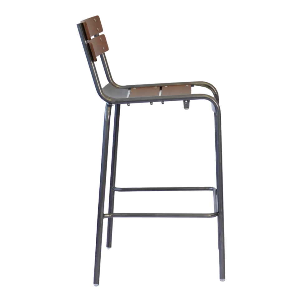 Low-back Wood Seat Chairs with Galvanized Metal Frame