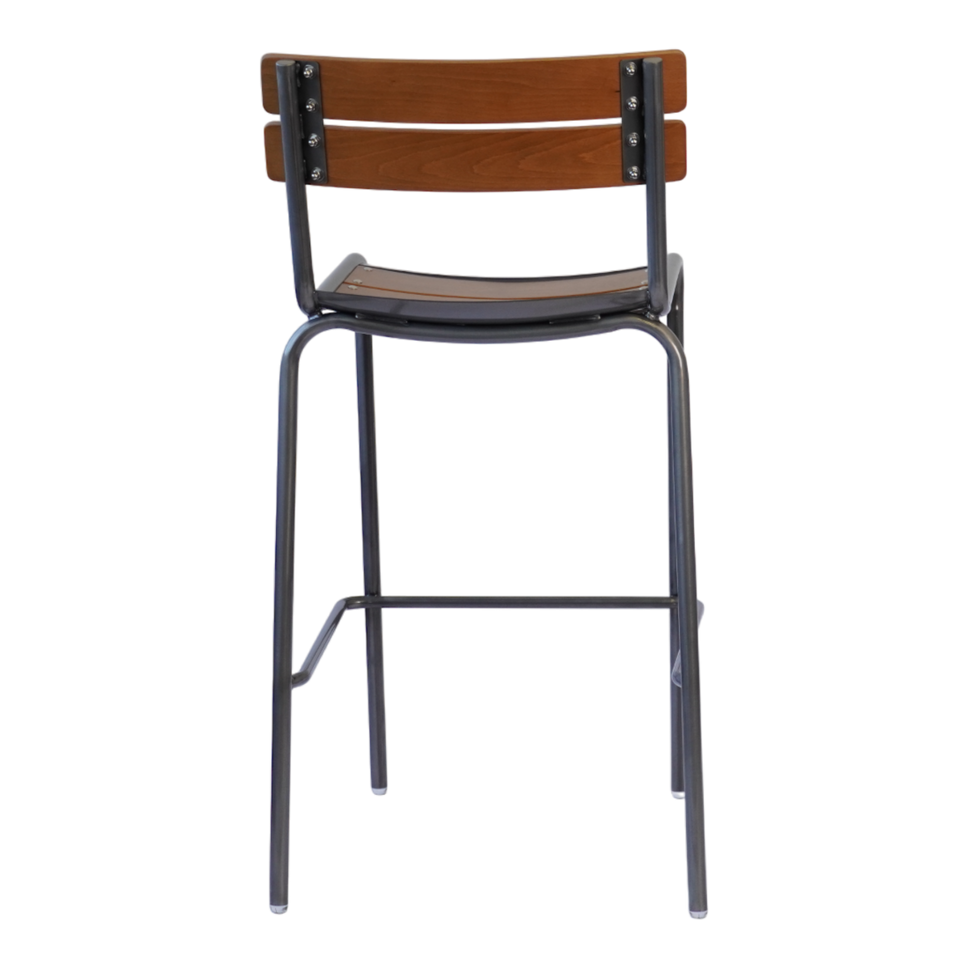 Low-back Wood Seat Chairs with Galvanized Metal Frame