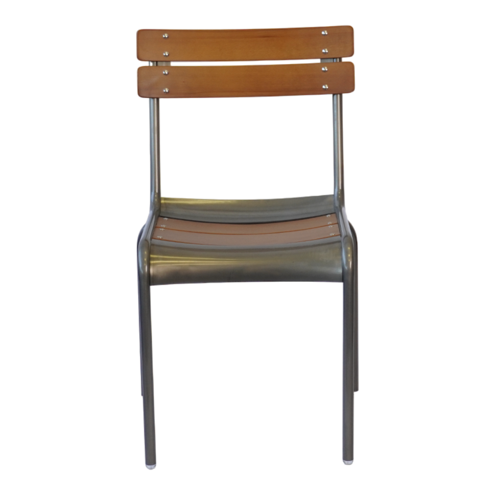 Low-back Wood Seat Chairs with Galvanized Metal Frame