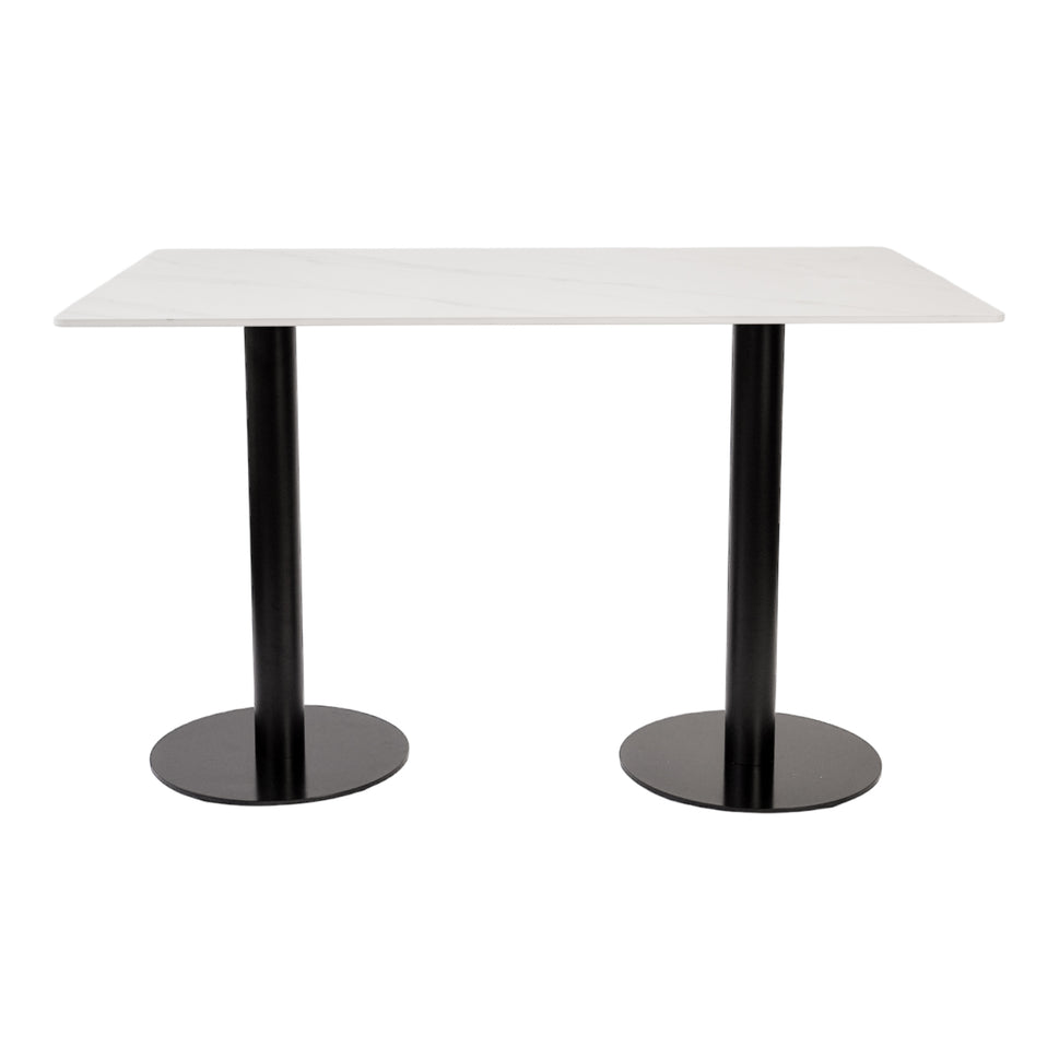 White Sintered Stone Marble-like Table with Base