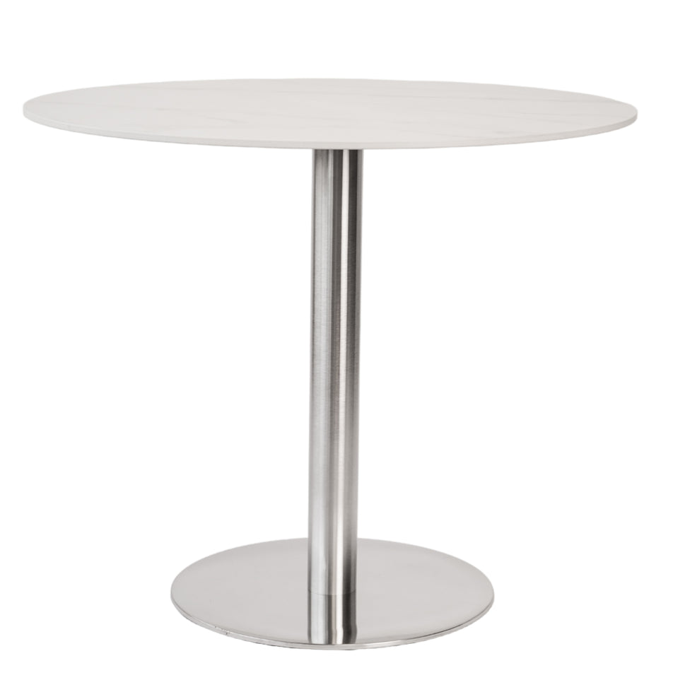 White Sintered Stone Marble-like Table with Base