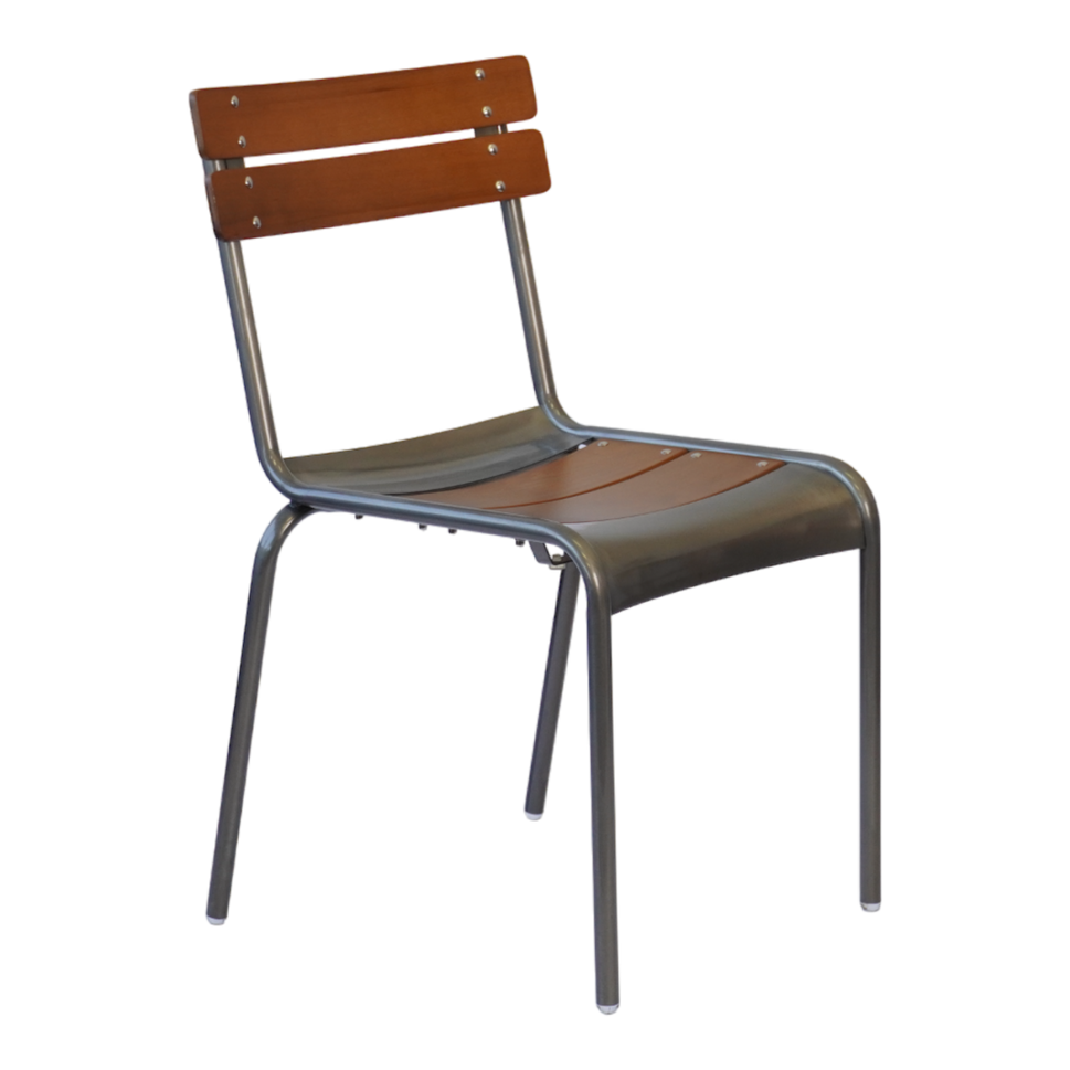 Low-back Wood Seat Chairs with Galvanized Metal Frame