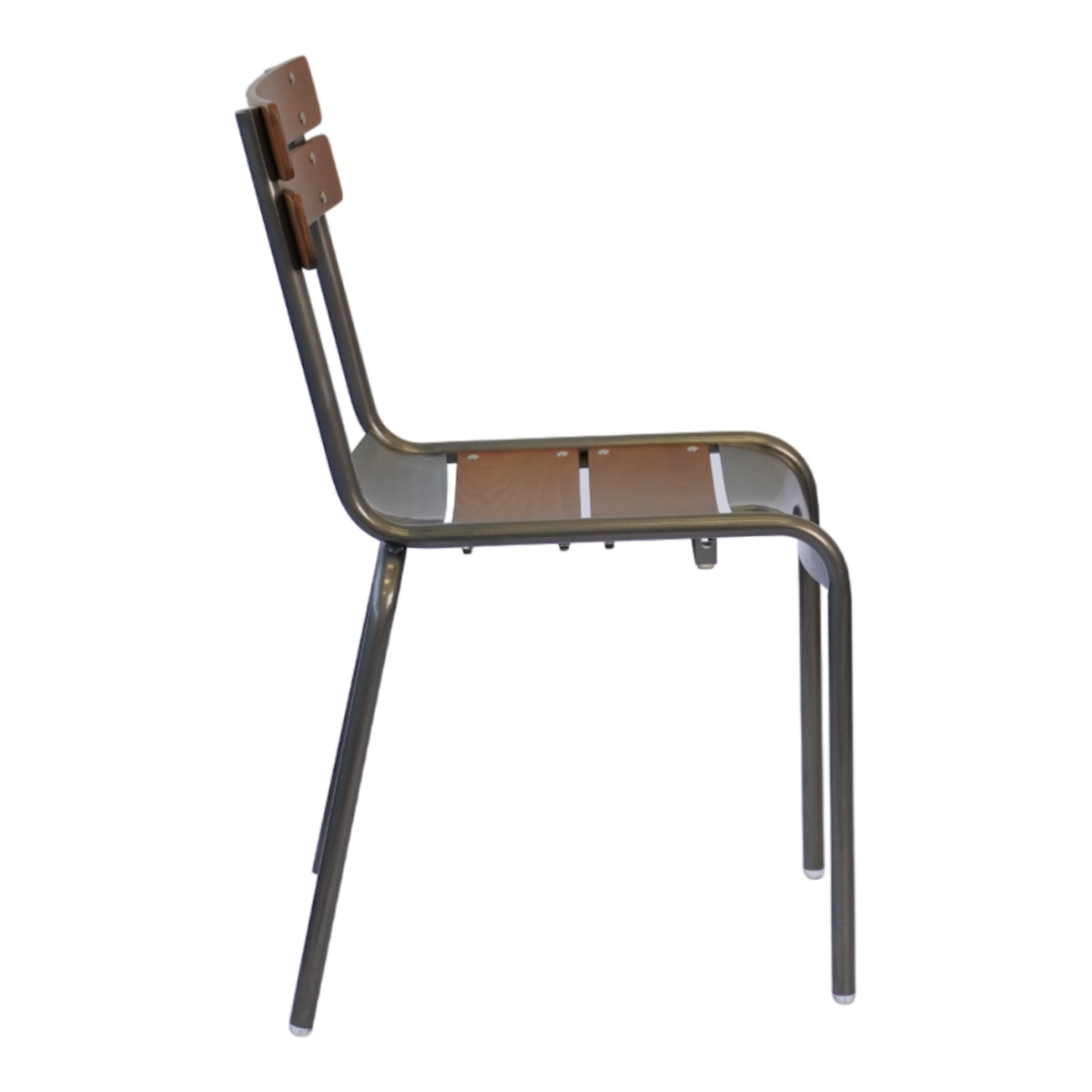 Low-back Wood Seat Chairs with Galvanized Metal Frame