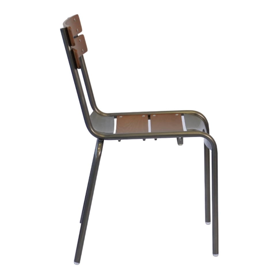 Low-back Wood Seat Chairs with Galvanized Metal Frame