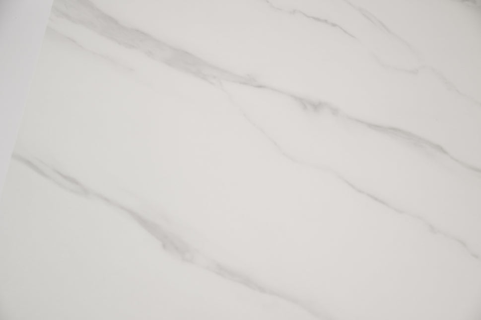 White Sintered Stone Marble-like Table with Base