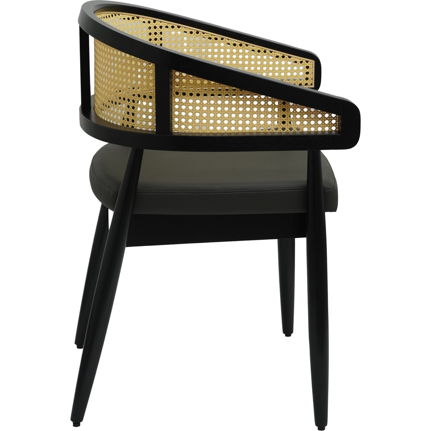 Set of 2 Curved Back Rattan Dining Chairs with Upholstered Seat – Light or Dark Wood Options