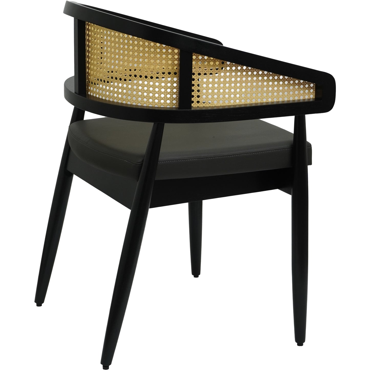 Set of 2 Curved Back Rattan Dining Chairs with Upholstered Seat – Light or Dark Wood Options