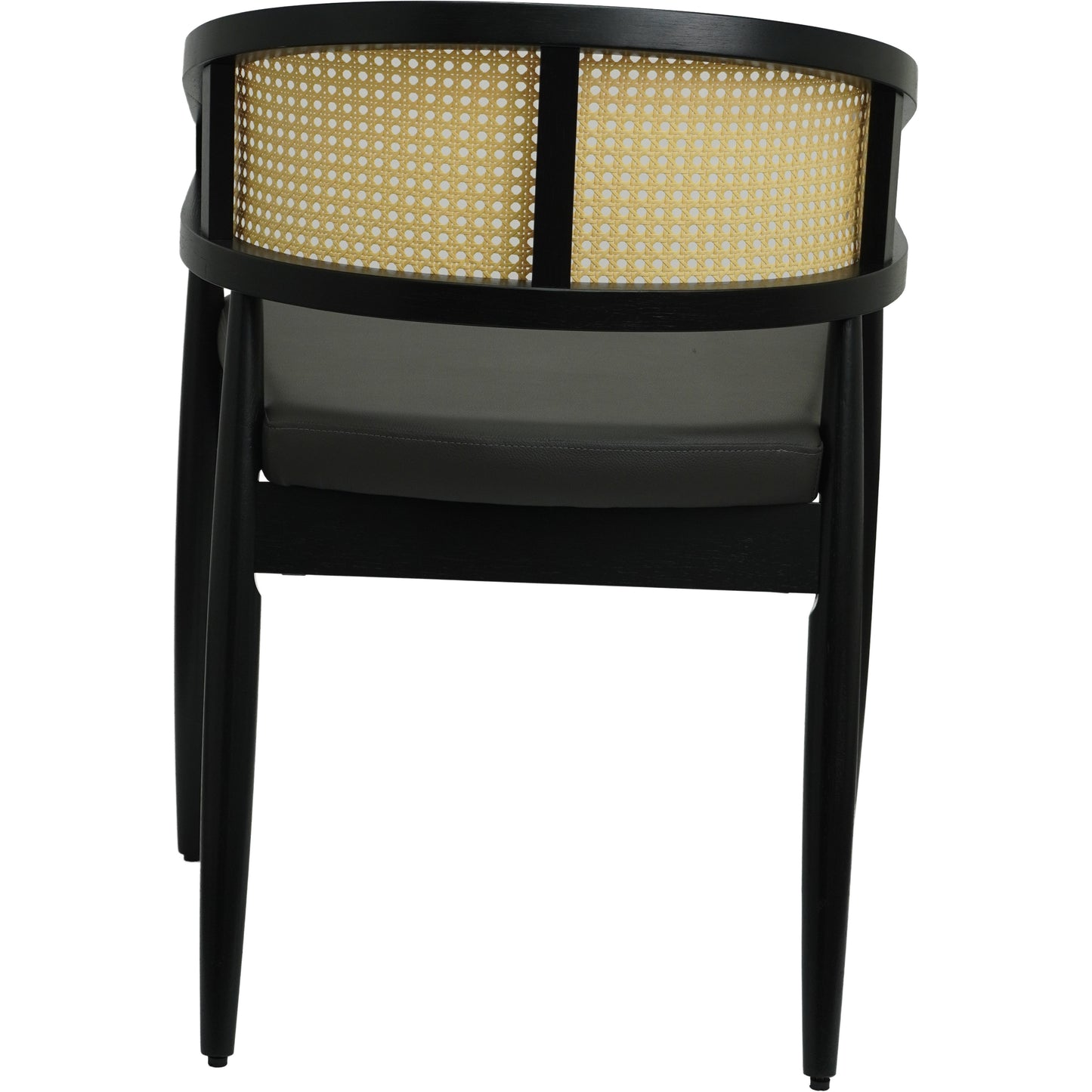 Set of 2 Curved Back Rattan Dining Chairs with Upholstered Seat – Light or Dark Wood Options