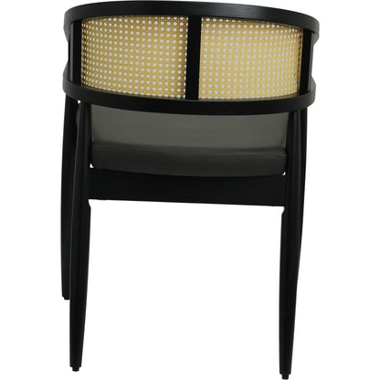 Set of 2 Curved Back Rattan Dining Chairs with Upholstered Seat – Light or Dark Wood Options