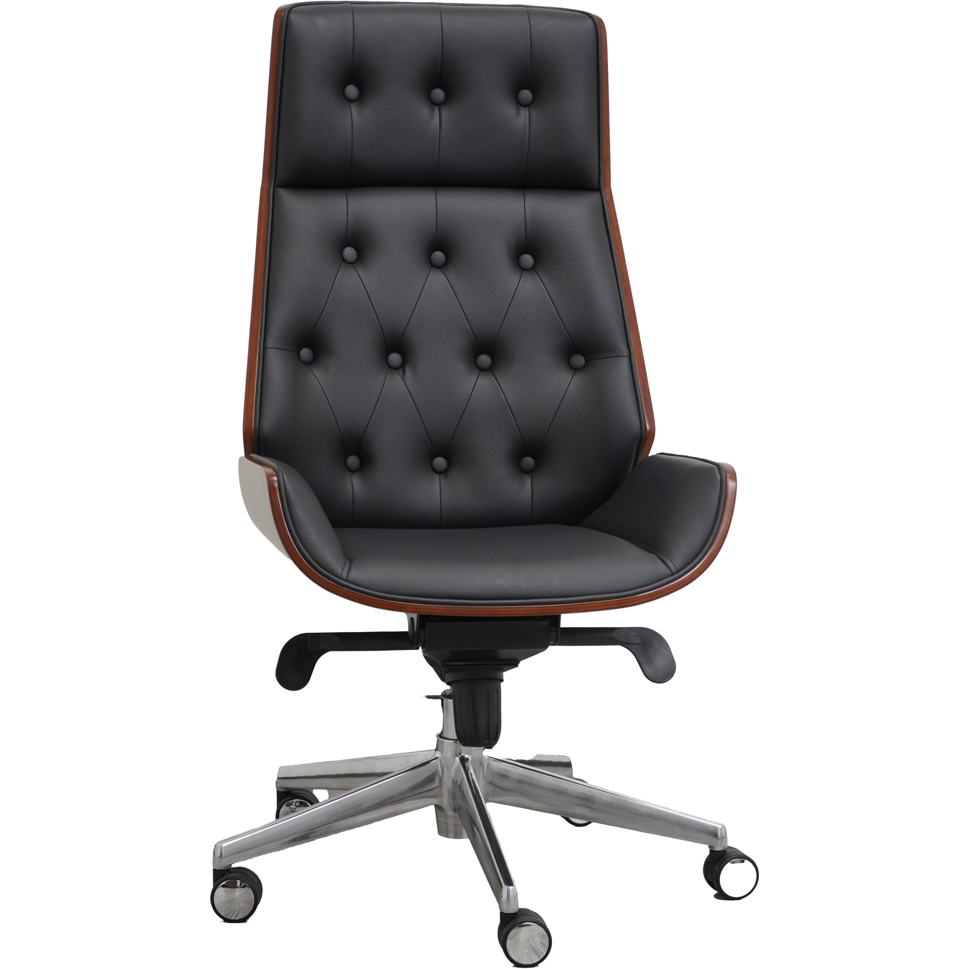 Chesterfield Style Tufted Office Chair with Bentwood Back – Classic Leather Executive Desk Chair
