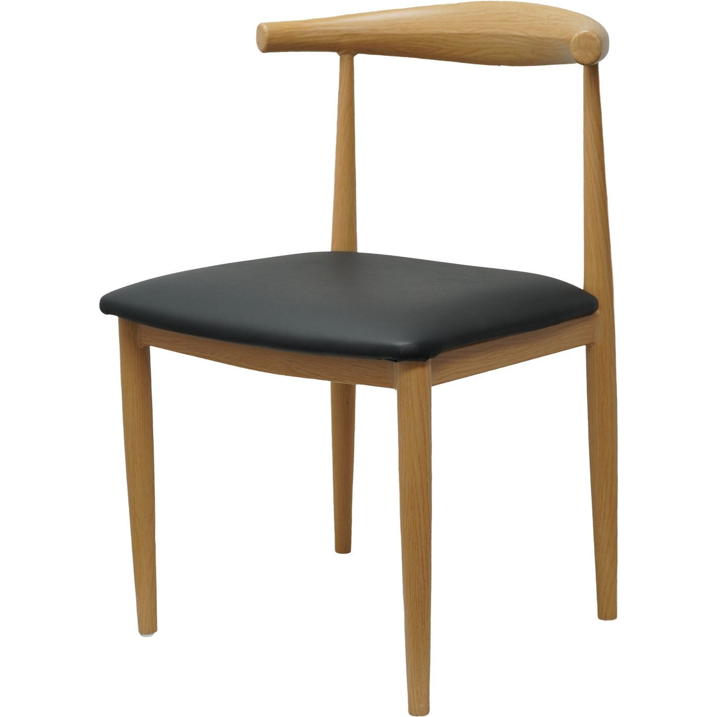 Metal Faux Wood Elbow Dining Chair with PU Upholstered Seat