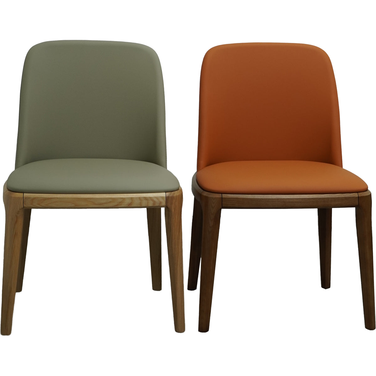 Modern Upholstered Dining Chair with Solid Wood Legs – Beige/Natural or Orange/Walnut
