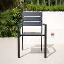 Switch Black Modern Outdoor Armchair with Aluminum Frame and Plastic Wood Slats 2 image